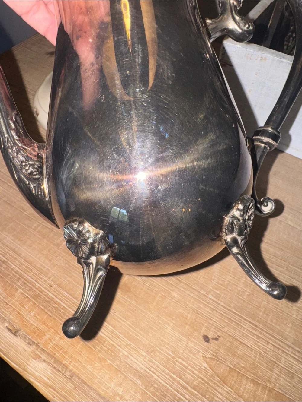 Vintage Victorian-style footed silver-plated coffee pot W. & S. Blackinton Co..